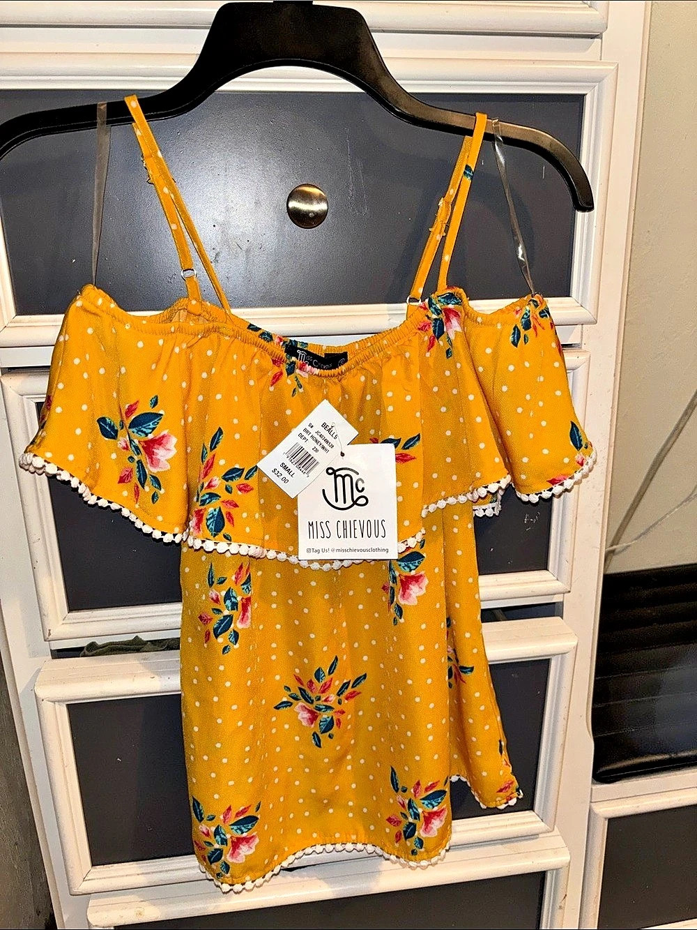 Miss chievous Floral Off-Shoulder Top in Yellow NWT